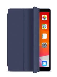 Funda protectora para tableta, adecuada para iPad 10, iPad 11th (A16), adecuada para iPad de 9na generación de 10.2 pulgadas y otros modelos, soporte plegable triple, carcasa suave, suspensión/activación inteligente, ligera y resistente a golpes, azul oscuro, adecuada para iPad 7mo, 8vo, 9no, cubierta protectora de acrílico transparente de 10.2 pulgadas