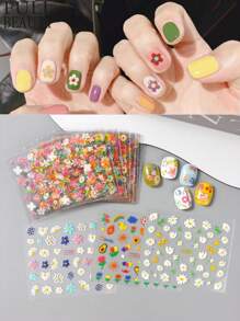 30片花朵指甲贴纸3D自粘花朵指甲贴彩色兔子美甲贴纸动物花朵图案指甲配件女士DIY指甲装饰贴 - 彩色 - 查看 6