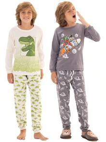 Assorted 4-Piece Kit For Boys' Long-Sleeved Pajamas, Sizes 1 To 10 - 什錦 - 查看 7