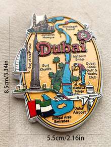 1pc UAE Abu Dhabi City Architecture Fridge Magnet, Dubai Burj Khalifa Tower Travel Souvenir Gift, High-End Home Decor Magnetic Sticker - Multicolor - View 21