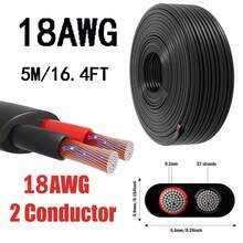 1 Piece 12-14-16-18 AWG Dual Core PVC Wire, 12V Low Voltage/Copper Clad Aluminum(CCA)/Flexible/Dual Core, Suitable For Automotive, LED Strips, Lighting Fixtures, Boats, Etc. - Black - View 12