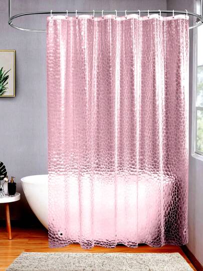 1pc Eva Transparent Shower Curtain Asymmetric Shape Pink Transparent Shower Curtain Multiple Sizes Without Hooks Home Bathroom Decor Fall Decor Bathroom Accessories Back To School