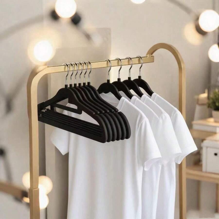 1 pieza Percha de madera con flocado antideslizante, percha de ropa de uso dual seco y húmedo con mayor grosor para almacenamiento en el armario