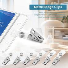 Easytle 30 Pcs Metal Badge Clips With PVC Straps ID Strap Clip Double Holes Badge Holder Clips ID Clip Badges, Work Badges - 30 Pcs - View 6