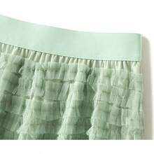 Women's A-Line Fairy Patterned Elastic Waist Ruffle Tulle Layered Midi Skirt - Tutu B 淺綠色 - 查看 2