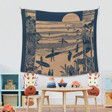 Beach Coastal Wall Tapestry, Retro Surfing Summer Ocean Wall Tapestry Hanging For Bedroom Beach House, Beachy Ocean Tapestries Wall Decor Art For Dorm Living Beachy Room