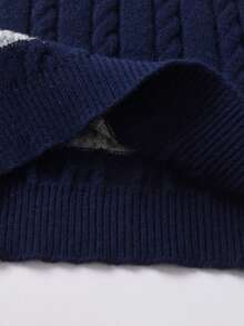 Boys' Collegiate Style Colorblock Striped Knit Sweater, Twist Rope Texture, Long Sleeve, Suitable For School, Everyday Wear, Spring, Autumn, Winter