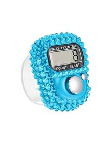 6 Color Options Sparkling Rhinestone Finger Tally Counter, Portable Digital Display Clicker For Golf, Fitness, Prayer, Event Counting, Resettable Mini Tasbih Ring - Multicolor - View 12