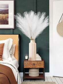 12Pcs White Faux Pampas Grass 21.65 Inch/55cm Tall Fluffy Silk Artificial Pompas Floral Boho Decor Fluffy Artificial Reed Grass Floral For Home Decor, Living Room Decor, Kitchen Decor, Wedding Decor, Boho Decor Vase Filler Farmhouse Decor, Valentine Day, Gift Gifts Birthday Graduation,Fall Decor - White - View 9