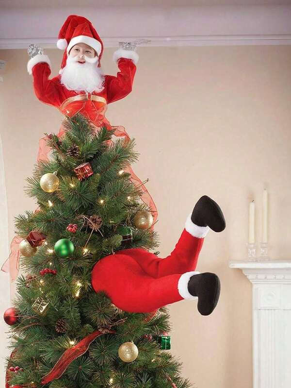 Red Christmas Tree Leg Christmas Tree Ornament Plush Door Decor Santa Claus Leg Christmas Decor Home Hanging Decor