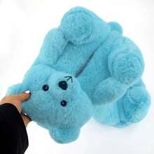 Fun And Cute Teddy Bear Warm Shoes Indoor Home Bear Shoes - 天藍 - 查看 3