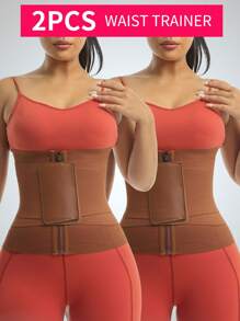 运动户外1件和2件多色可调节女士收腹束腰带，带防卷边塑身衣腰部训练器紧身胸衣
