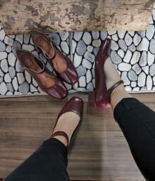 Mary Jane Doll Shoes 3cm Comfort Heel Original Marsala - 紅木色 - 查看 3