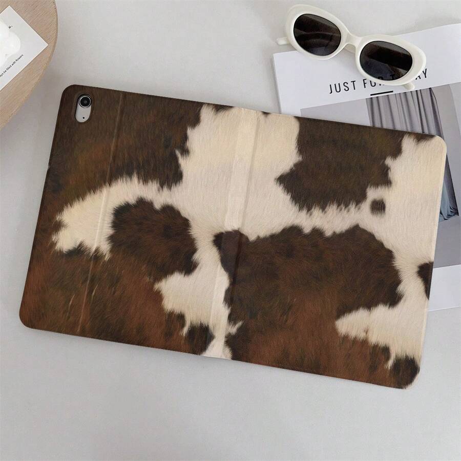 1 szt. składane etui ochronne w stylu vintage z krowim wzorem i miejscem na rysik, kompatybilne z iPadami 10.9/10.2/Air 5. generacji/Pro 11/10. generacji/9.7/Air 2/iPadem (7. generacji)/iPadem (8. generacji)/iPadem Air 4/5, iPadem Pro 11, iPadem 10.9" (2022), iPadem Air 13" (M3 2025), iPadem Air 11" (M3 2025), iPadem 11" (A16 2025), Galaxy Tab S10+/S9/A9