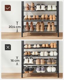 VASAGLE Shoe Rack For Entryway, 5 Tier Shoe Storage Shelves, 16-20 Pairs Shoe Organizer, With Sturdy Wooden Top And Steel Frame, Free Standing, Industrial - Rust Brown - View 4