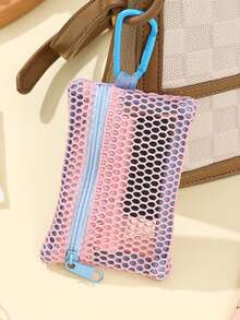 Transparent Mesh Pouch Coin Purse, Mini Lipstick Coin Pouch, Fashionable Portable Hanging Square Mesh Bag - Multicolor - View 6