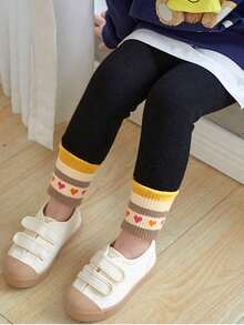 女童纯色打底裤，保暖紧身裤，学院风，加厚保暖内衬七分裤，适合秋冬季穿着 - 杏色 - 查看 20