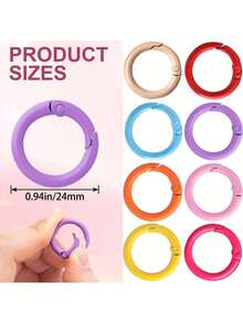 7 pezzi Anelli a molla rotondi da 24 mm, moschettoni metallici colorati, fibbie a scatto per fai da te, accessori per borse, portachiavi, borse a mano, portachiavi, accessori per auto, accessori goth carini per Ognissanti, idee regalo per la Festa dell'Insegnante, accessori per borse, cordini con porta badge, accessori per auto, ciondoli per borse - Tagli Unica - Visualizzare 4