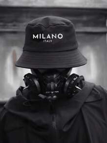 Versatile! Black & White Blend Bucket Hat, Abstract N Letter Print, Practical Casual Golf Cap For Sun Protection - Multicolor - View 16