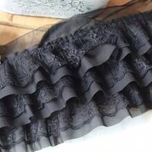 13cm Wide X 1 Yard 3-Layer Ruffle Chiffon Lace Ruched Collar With Embroidery Trim, DIY Wedding Doll Clothing Supplies - White - View 4