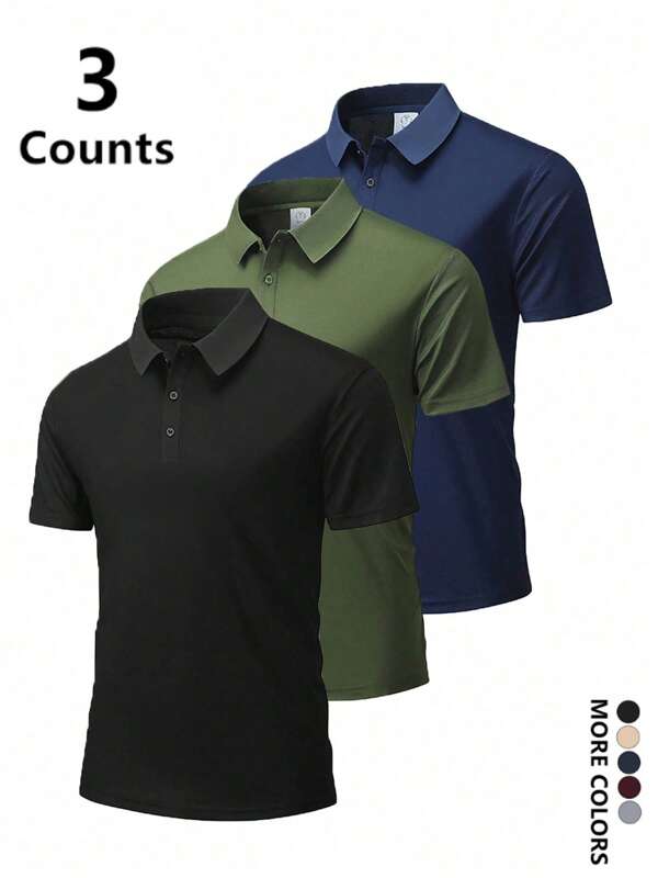 3pcs/Set Men's Casual Button Up Short Sleeve Lightweight Shirt, Men's Shirt For Summer, Tops For Men