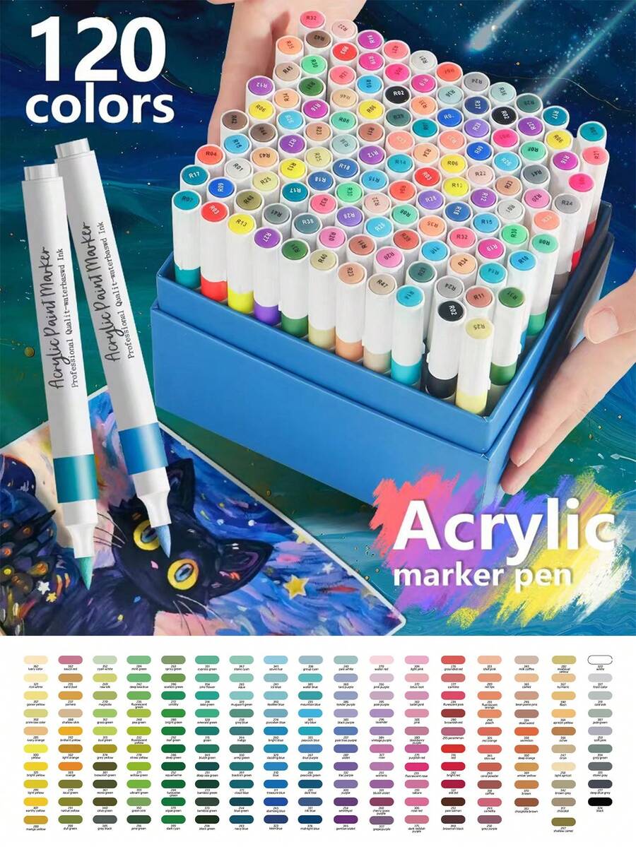 1 支 120/80/60/48/36/24/12 色亚克力马克笔套装，软头高品质礼品盒，水彩笔，用于涂鸦，防水且可混合，适用于素描本和艺术绘画