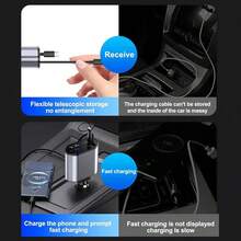 66W Fast Charge Car Charger With 2 Retractable Charging Cables, 4-In-1 Metal Car Charger With USB PD Car Accessories