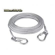 1pc Plastic Coated Galvanized Steel Wire Clothesline (Diameter 0.2/0.3cm), A Portable Multi-Purpose Steel Wire Rope. Suitable For Indoor/Outdoor Laundry, Drying Clothes And Bedding. Ideal For Camping Gear, Bathroom And Dorm.