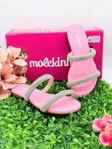 Girls' Flat Sandals, Slide Molekinha, Comfortable Youth - Mawar Kristal - View 3