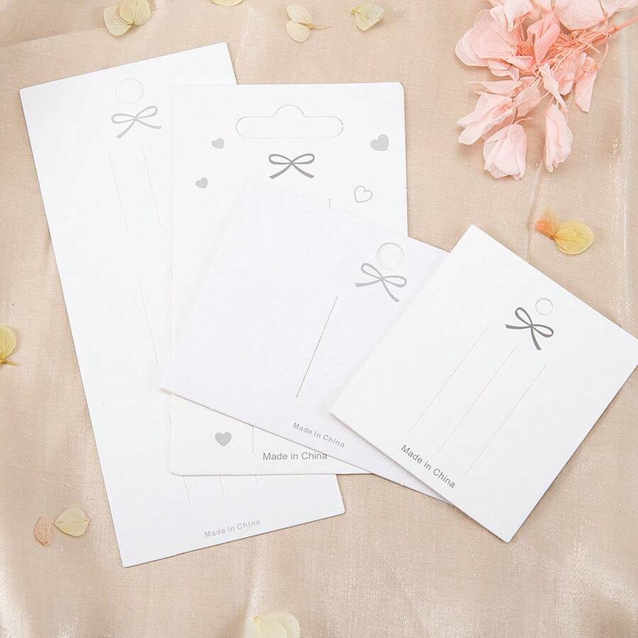 50pcs Blank Bowknot Hair Clip Card Packaging Bags, Price Tag Cards Suitable For Hair Accessories & Jewelry Display - SP0427 - View 1