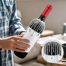 1pc Elegant Crystal Wine Bottle Hanging Decor, Wine Bottle Cap With Tassel, Wedding Engagement Tabletop Decoration, Metallic Luster Desk Decor With Teardrop & Bead Accents, Suitable For Christmas, Valentine's Day, Thanksgiving, New Year - Perfect For Home, Restaurant & Party Decoration - Luxury Gift Idea, Wine Decor, Celebration Accessory - Multicolor - View 4