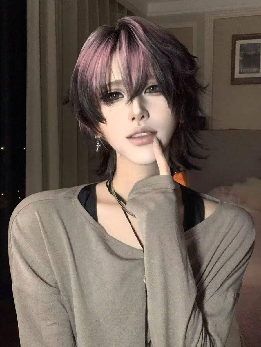 alicegarden 1 Tóc giả thẳng tổng hợp chịu nhiệt có mái, tóc giả ngắn nhiều màu, dài 14 inch, làm bằng sợi, thích hợp sử dụng hàng ngày, tóc giả tự nhiên và chân thực (không bao gồm phụ kiện) - Nhiều màu - Xem 1