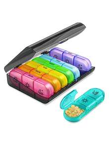 1 Set Of 7-Day Portable Pill Storage Box (7 Dispensing Boxes+1 Storage Box),Medicine Box,Pill Holder, Pill Container, Candy Box Pill Organizer, Pill Box, Pill Case, Multi-Color Travel Medicine Storage Container With Compartments, Used For Organizing Morning/Afternoon/Evening Medicines, 21 Grid Black Medicine Box Classification Box, Portable Medicine Box Plastic Sorting Box - Multicolor - View 17