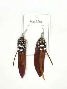 1 Paar Boho-Stil Feder Ohrringe mit Anhängern für Frauen