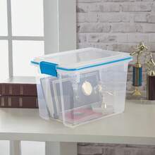 NEW   Small Storage Bin, 20 Quart Clear Plastic Storage Container With Gasket Lid, Blue - 20誇脫 - 查看 1