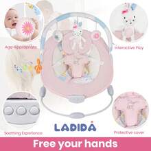 Portable Automatic Baby Rocking Chair With Music & Vibration, Removable Bar, Adjustable Recline, For Babies 0–6 Months, Max 9kg - Pink - View 4