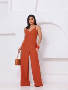 Macacão Longo Pantalona Alcinha Ajustavel Bolso Tecido Twill