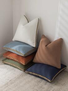 2 件象牙色亚麻荷叶边枕套，波西米亚农舍装饰靠垫套，适用于客厅、餐厅和卧室（不含枕芯）