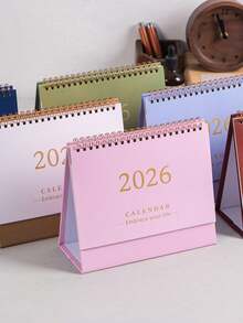 2PCS 2025-2026.12 Desk Calendar Daily Plan Memo English Calendar Desktop Small Objects School Supplies - Multicolor - View 2