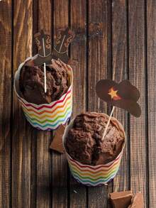 12pcs/24pcs Brown Cowboy Hat And Boot Cupcake Toppers, Western Theme Birthday Cake Decorations, Cupcake Decorations For Gender Reveal Party, Baby Shower, Photo Props, Birthday Decorations, Party Supplies, Baby Christening Decorations, Holiday Decorations - Multicolor - View 7