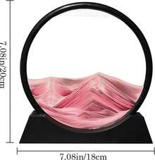 7-Inch Black-Framed Circular Quicksand, Quicksand Ornaments, Suitable For Office Desks, Bedrooms And Other Places, Perfect Festival Gifts - Red - View 5