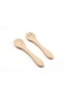 2 Pieces Baby Silicone Fork And Spoon; Children's Learning To Eat Training Utensils; Infant Feeding Accessory Fork And Spoon.