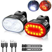 1 Set USB Rechargeable Bike Light, Front Headlight Rear Taillight, High Brightness Flashing Waterproof Night Riding Warning Lamp