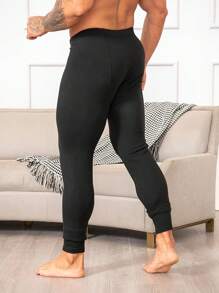 Men's Fleece Lined Thick Warm Sweatpants, Soft High Elasticity Base Layer Pants, Lightweight Comfortable Sports Trousers