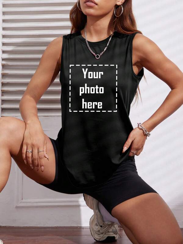 Suitable For All Seasons Customization, Women's Tank Top - Add Your Photos (Landscape/Badge/Couple Photos/Family Photos/Selfies/Pets), Suitable For Summer Travel, Girlfriend Gifts