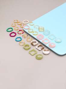 30 件随机颜色花朵装饰戒指情人节 - 彩色 - 查看 10