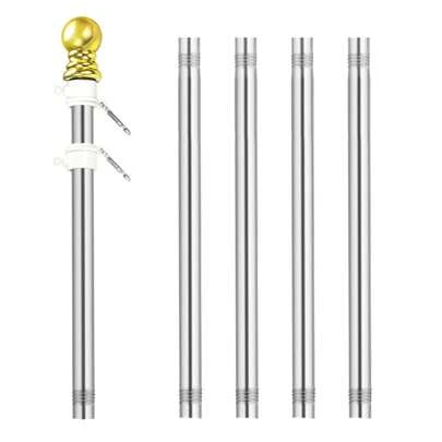 5 Sections Flag Pole Kit Stainless Steel Flag Pole Free For Outdoor Garden Roof Walls Yard