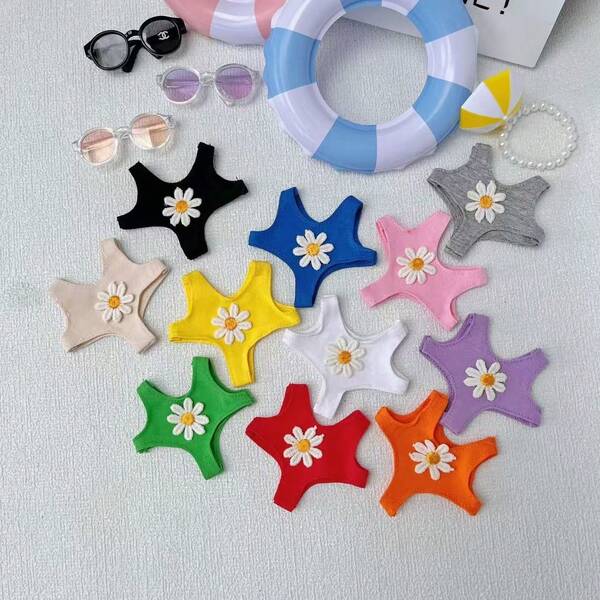 Traje de baño de 17 cm para la generación 1, 2 y 3 de LABUBU, traje de baño multicolor de margaritas de verano para LABUBU