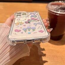 Funda transparente con diseño floral y protección antigolpes en las cuatro esquinas. Compatible con phone 16, 16 Pro, 13, 14, 14 Pro, 15, 15 Pro, XS Max, XS y XR. Material TPU con estampado de grafiti. Funda protectora estilo retro vintage. - transparente - Ver 4