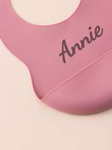 1pc Print On Demand Baby Silicone Bibs Solid Color Baby Stuff Portable Baby Adjustable Bibs Personalized Customization Name Baby Items Essentials - Multicolor - View 8